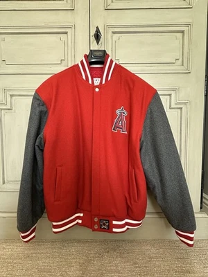 Chaqueta de bombardero de colección rara MLB California Angels Starter detalle de lana y cuero para hombre’s Foto 1 de 4