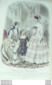 Mode Magasin des demoiselles 1852 #  2 Gravure originale aquarellee - Picture 1 of 1