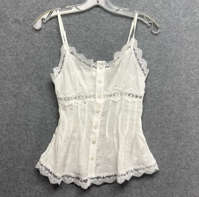 Babydoll Lechera Y2K Top XSmall Blanco Cordones Corsé Bustier Coqueta Hada Foto 1 de 4