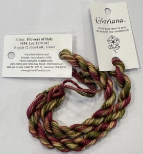 Gloriana 12 Strand Silk Floss For Needlework-2 Skeins/6 Yds Ea-FLOWERS OF ITALY - Picture 1 of 2