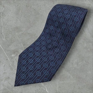 HERMES Necktie Tie Blue all-over pattern 100% Silk made in France J5101 - Picture 1 of 24