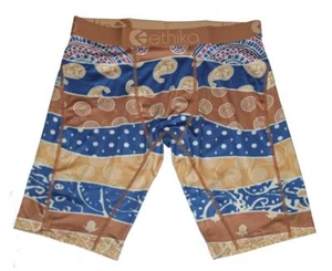 Ethika Paisley Stripes Circles Khaki Blue Boxer Briefs Mn's M (30-32) NIP - Picture 1 of 1