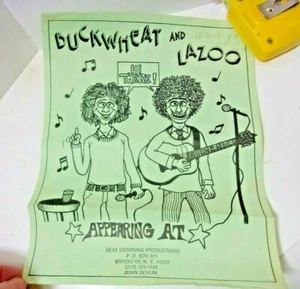Póster de dúo vocal de música folclórica de 1970 Wi & NY Entertainers comedia trigo sarraceno y lazoo - Imagen 1 de 6