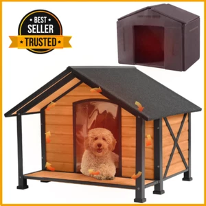 Outdoor Insulated Dog House Large Dog Kennel with Liner for Winter, Heated Dog H - Picture 1 of 24