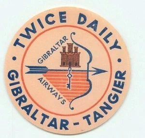 GIBRALTAR AIRWAYS GREAT OLD AIRLINE AVIATION LUGGAGE LABEL - Picture 1 of 1
