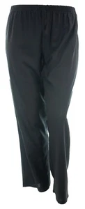 Schwarze Leinenmischung Anziehhose gerades Bein elastische Taille Damen Übergröße - Bild 1 von 2
