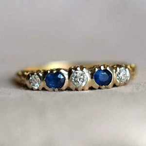 14k Yellow Gold Finish 0.80 Ct Round Cut Diamond Vintage Engagement Wedding Ring - Picture 1 of 11