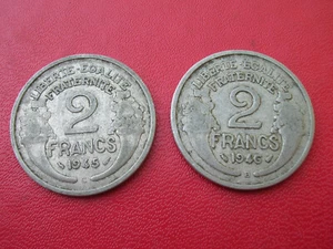 FRANKREICH LOT VON 2 MÜNZEN VON 2 FRANCS 1946 B UND 1945 C (A4656) - Bild 1 von 2