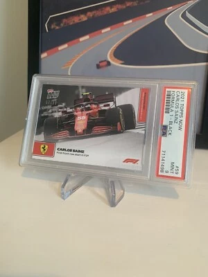 2021 Topps Now Formula 1 F1 #59 Carlos Sainz Front Row Start Black /99 PSA 9 MT - Image 1 of 4