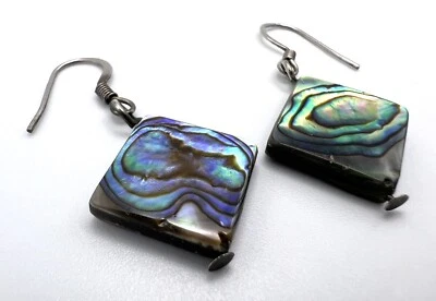 Mother Of Pearl Abalone Shell Square Dangle Earrings - Image 1 of 4