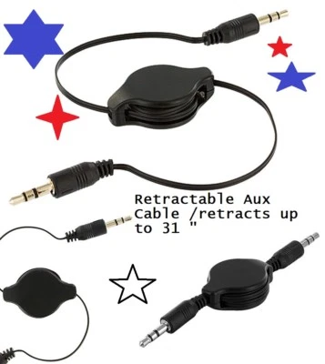 3.5mm Male to M AUX AUXILIARY Retractable Stereo Audio Cable Mp3 CABLE MSRP $15 - Image 1 of 3