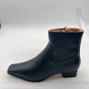 Black Women Square Toe Comfort Kitten Heel Ankle Boot Winter Casual Dressy Shoes - Picture 1 of 7