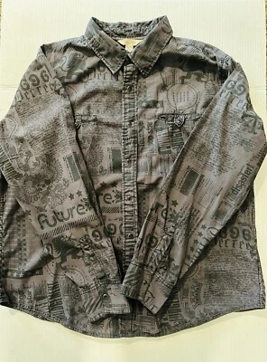 Camisa Decree Manga Larga Negra A Presión Para Hombre Estampado de Prensa Gráfico Gris/Negro XXL Foto 1 de 4