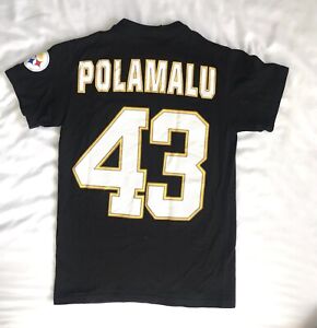 NFL Team Pittsburgh Steelers #43 Troy Polamalu Black T-Shirt Stitch Mens S EUC