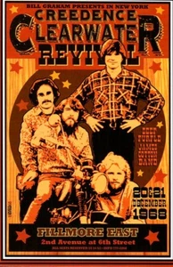 Mini póster/tarjeta postal de concierto Creedence Clearwater Revival 1968 4"x6" reimpresión 167 - Imagen 1 de 1
