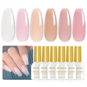 Artdone Sheer Gel Nail Polish Set Jelly UV Gel 6 Colors Translucent Milky White - Picture 1 of 12