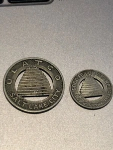 (2) Salt Lake City Utah Good For One Fare Bus Transit Token Ulatco Old Beehive - Bild 1 von 4