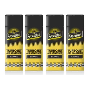Confezione 4x SOVEREIGN TURBOJET DISINFETTANTE SPRAY DEODORANTE BOMBOLETTA | SPEDIZIONE 24 ORE - Foto 1 di 15