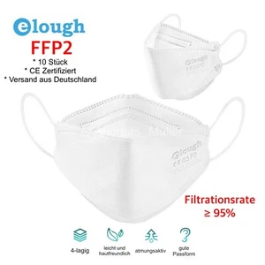 10x FFP2 Maske weiß Mundschutz Atemschutzmaske Fischform Maske Erwachsene - Bild 1 von 8