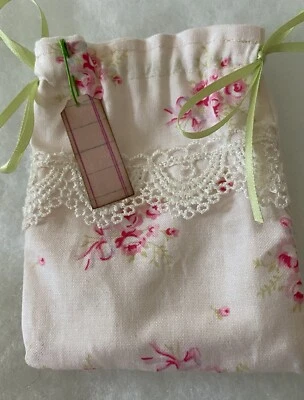 Bolsa de joyería hecha a mano de algodón con cordón ornamentada Shabby Venecia encaje NUEVO GWP Foto 1 de 4