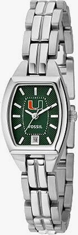 Miami Hurricanes Fossil Watch Womens Three Hand Date Wristwatch, NEW Cover