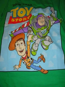 Large Adult Buzz & Woody Toy Story Green Disney Tee Shirt NWT - Picture 1 of 2