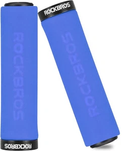 ROCKBROS Bicycle Handlebar Grips Soft Silicone Sponge Blue MTB BMX Road Bike - Picture 1 of 11