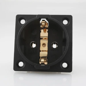 AUDIO Gold Plated Electrical Socket, Type F - German Schuko, 16A, Panel Mount - Picture 1 of 8