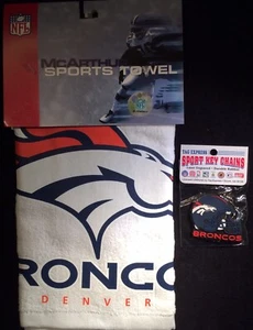 Denver Broncos Sporthandtuch und Gummi Lasergravur Schlüsselanhänger - Bild 1 von 6