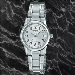 Casio LTP-V002D-7B Women's Silver Analog Watch Steel Band New Date Display - Picture 1 of 2