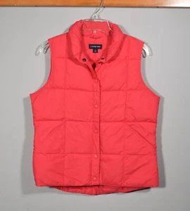 Lands' End Red Quilted Goose Down Snap Front Puffer Vest Sz S - Picture 1 of 3