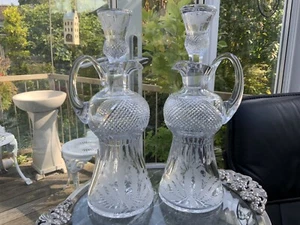 👀ONE RARE 12” EDINBURGH THISTLE ENGRAVED Cut Glass Crystal CLARET JUG Decanter - Picture 1 of 12