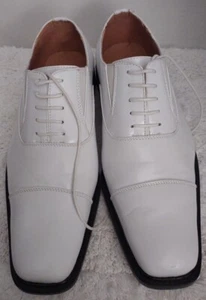 Mens Antonio Cerrelli White Classic Lace Up Oxford Dress Shoes - Picture 1 of 7