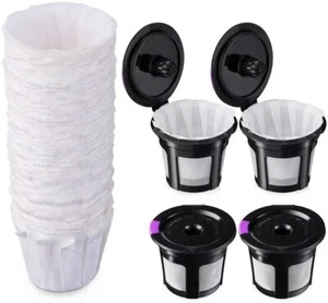 Keurig 2.0 Reusable K Cup Coffee Filter Pods 4 Pack + 100 PCS paper filters KCup - Picture 1 of 4