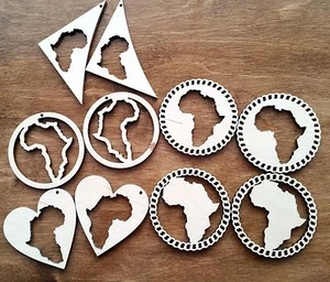 10 Natural wooden earrings making laser cut out various Africa heart chain large - Picture 1 of 1