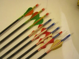 Trophy Ridge Arrows Wrath 400 LOT OF 8 USED STARS RED WHITE BLUE - Picture 1 of 4