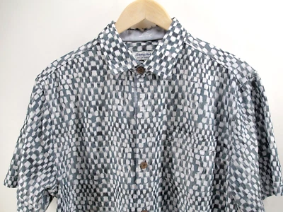 Camisa Tommy Bahama Punta de Coco Botón Barra de Arena Geo Campamento Gris Carbono Talla M Foto 1 de 4