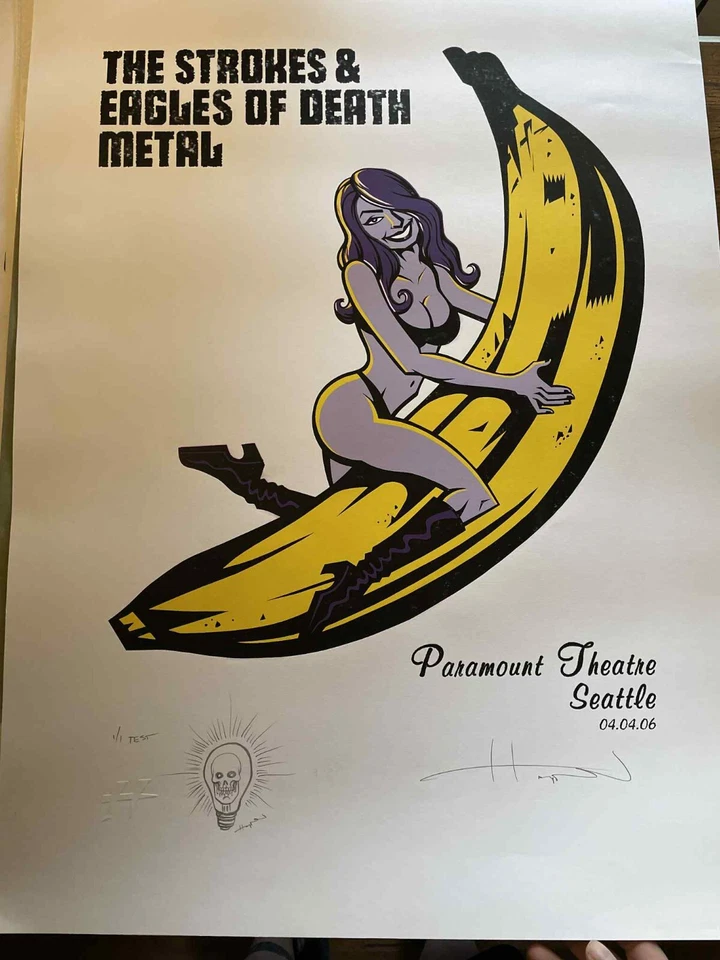 Póster de concierto The Strokes Eagles of Death Metal Seattle 2006 impresión de prueba 1/1 Foto 1 de 4