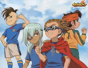 poster promo Inazuma Eleven anime Sengoku Basara Mamoru Yuuto Akio Sanada Date - Picture 1 of 2
