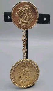 Greek Coin Brooch Medusa & Dangling Roman Empire Imperial Emperor Ceasar Matt - Picture 1 of 10