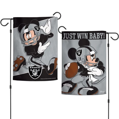 New Disney Mickey Mouse Las Vegas Raiders  NFL 2 Sided 12.5 X 18" Garden  Flag Cover