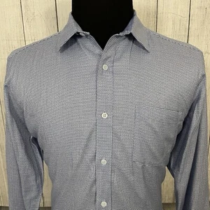 Johnston & Murphy Men's Large Blue Contrast Cuff Long Sleeve Button-Front Shirt - Picture 1 of 7
