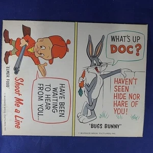 Cartolina divertente non tagliata Bugs Bunny Elmer Fudd di Warner Bros Looney Tunes - Foto 1 di 2