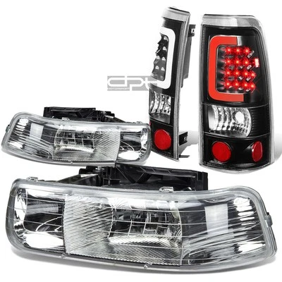 PARA 99-02 SILVERADO CROMO CRISTAL FARO+ESQUINA+NEGRO 3D LED LUZ TRASERA/LÁMPARA Foto 1 de 4