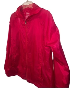 Chaqueta de Lluvia LL Bean Misses Con Capucha Talla Grande Regular Roja Cremallera Completa, Bolsillos - Imagen 1 de 10