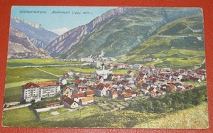 Alte Farblitho Postkarte Gotthardstrasse Andermatt um 1930 - Picture 1 of 1