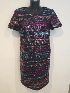 Damen M&Co Kleid Größe 12 Pailletten Kurzarm Minikleid Neu mit Etikett - Bild 1 von 5