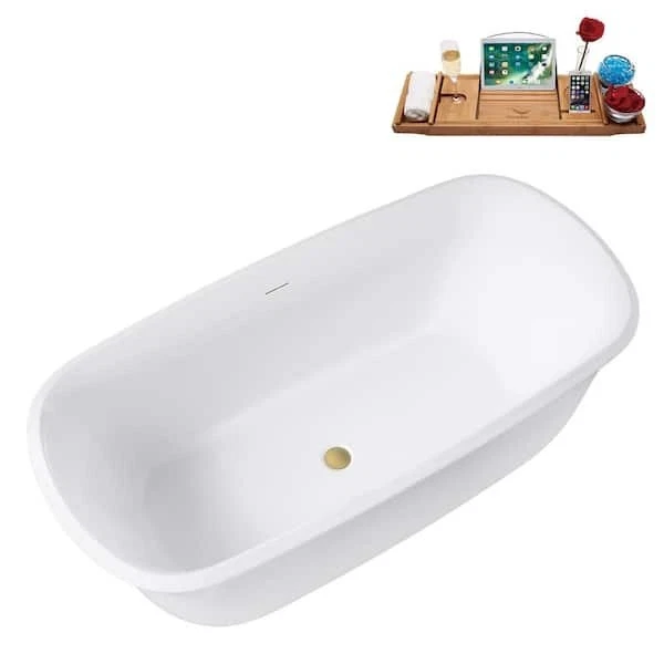 Streamline 59英寸 x 28 英寸 Acrylic 独立式的 浸泡 浴缸 光面 白色  — 第 1/3 张图片