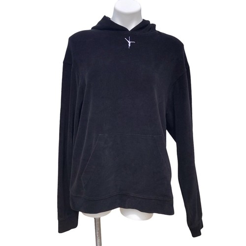 Alexander Wang felpa con cappuccio velluto nero tasca canguro taglia large