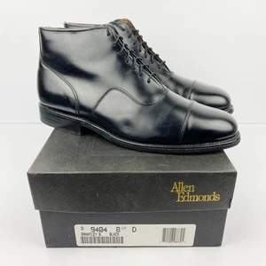 Allen Edmonds Brantley Boots Men's Size 8.5 D Black Leather Cap Toe Lace Ankle - Picture 1 of 13
